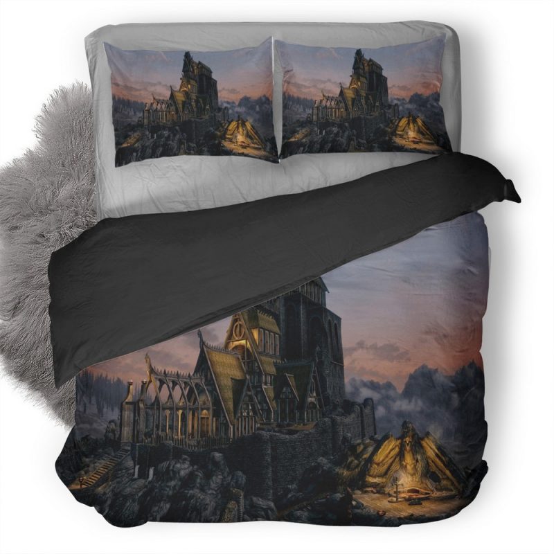 Skyrim Buildings Duvet Cover and Pillowcase Set Bedding Set Skyrim Buildings Duvet Cover and Pillowcase Set Bedding Set