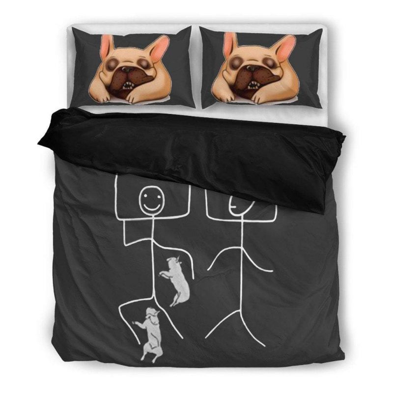 Sleeps with Frenchie Duvet Cover and Pillowcase Set Bedding Set Sleeps with Frenchie Duvet Cover and Pillowcase Set Bedding Set