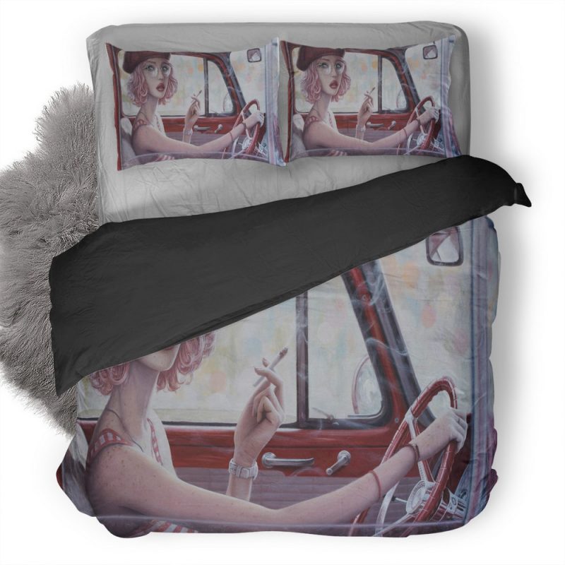 Smoking Cigarette In Car Girl Digital Art Kd Duvet Cover and Pillowcase Set Bedding Set Smoking Cigarette In Car Girl Digital Art Kd Duvet Cover and Pillowcase Set Bedding Set