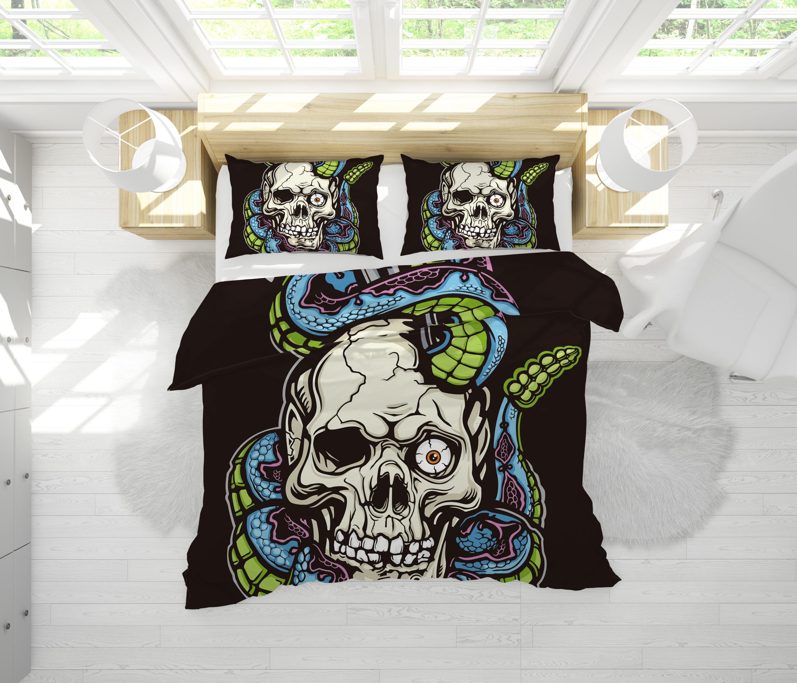 Snake Skull Duvet Cover and Pillowcase Set Bedding Set Snake Skull Duvet Cover and Pillowcase Set Bedding Set