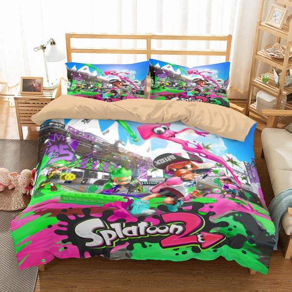 Splatoon 2 Duvet Cover and Pillowcase Set Bedding Set Splatoon 2 Duvet Cover and Pillowcase Set Bedding Set