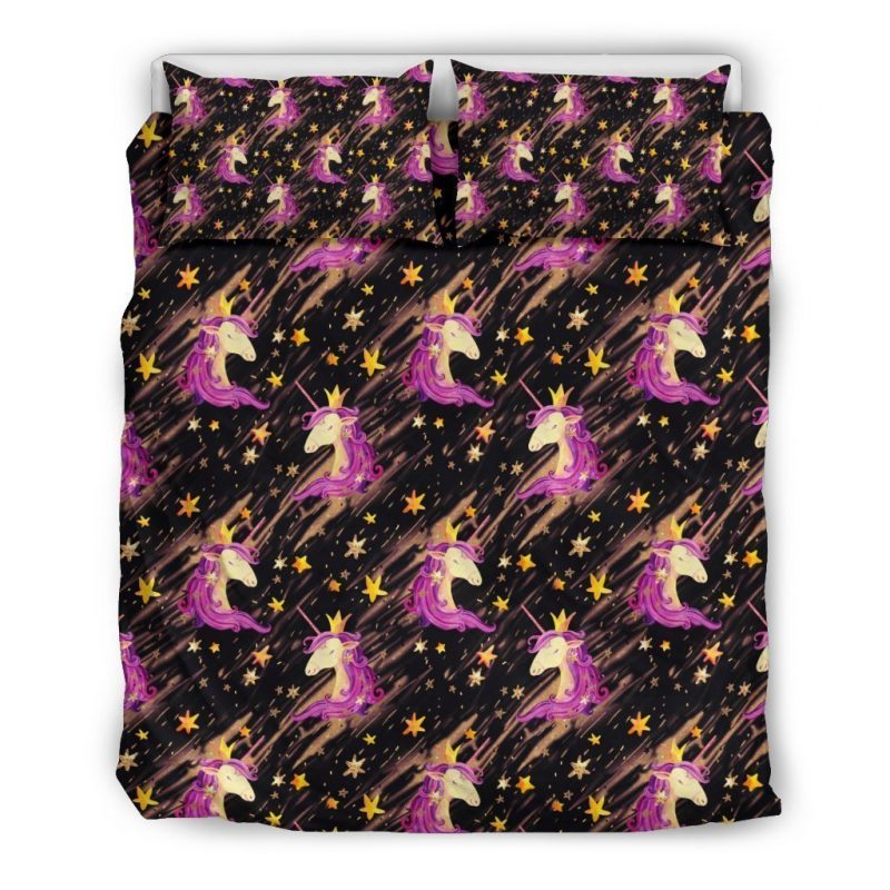 Star Fairy Unicorn Pattern Print Duvet Cover and Pillowcase Set Bedding Set Star Fairy Unicorn Pattern Print Duvet Cover and Pillowcase Set Bedding Set
