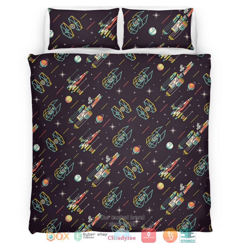 Star Space Dark Purple Bedding Set Star Space Dark Purple Bedding Set
