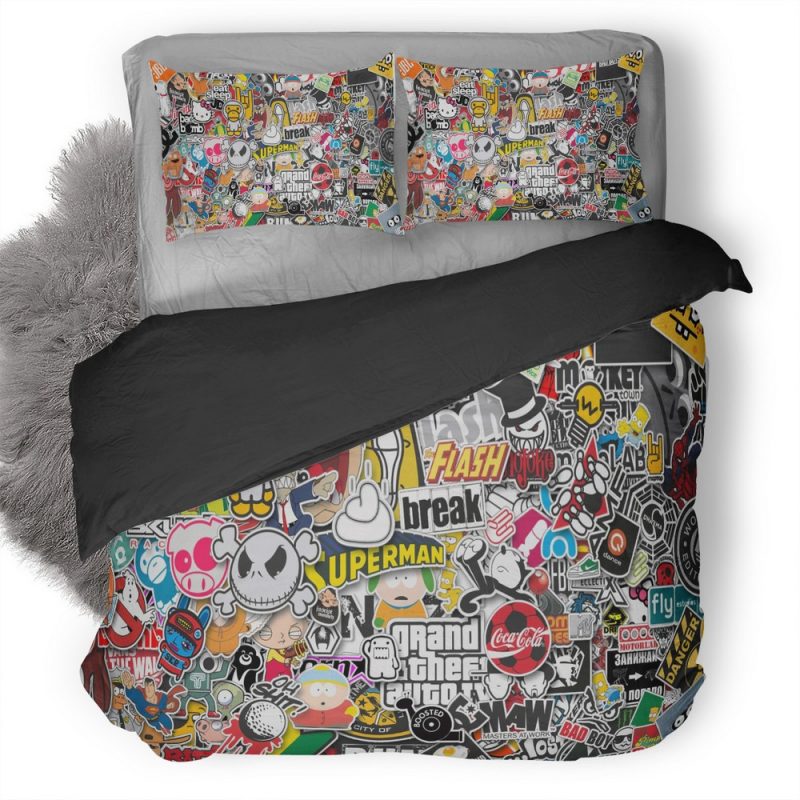 Stickers Style Duvet Cover and Pillowcase Set Bedding Set Stickers Style Duvet Cover and Pillowcase Set Bedding Set