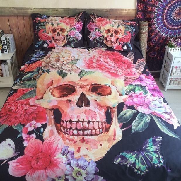 Sugar Flower Skull Duvet Cover and Pillowcase Set Bedding Set Sugar Flower Skull Duvet Cover and Pillowcase Set Bedding Set
