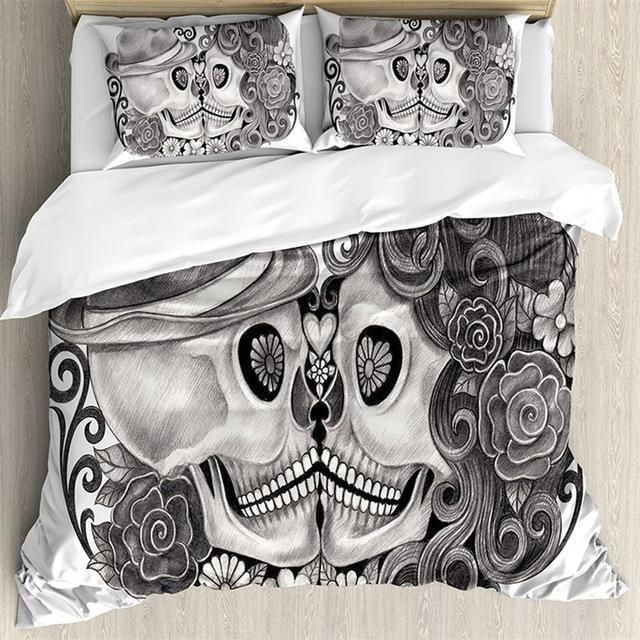 Sugar Skull Couple In Love Duvet Cover and Pillowcase Set Bedding Set 405 Sugar Skull Couple In Love Duvet Cover and Pillowcase Set Bedding Set 405