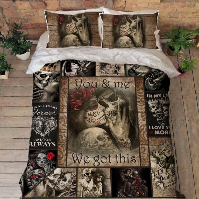 Sugar-Skull-Couple-You-And-Me-We-Got-This-Quilt-Bedding-Set-1
