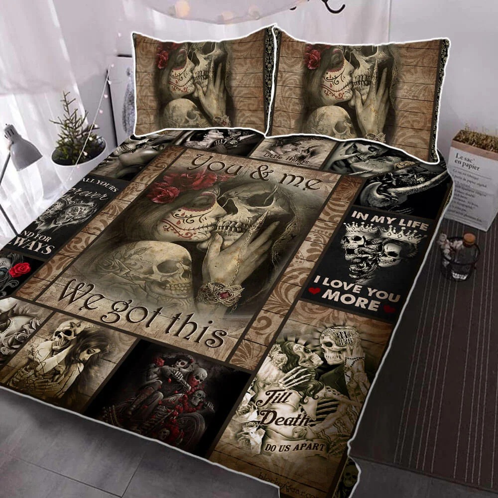 Sugar Skull Couple You And Me We Got This Quilt Bedding Set Sugar Skull Couple You And Me We Got This Quilt Bedding Set