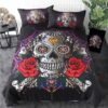 Sugar Skull Diamond Gothic Duvet Cover and Pillowcase Set Bedding Set