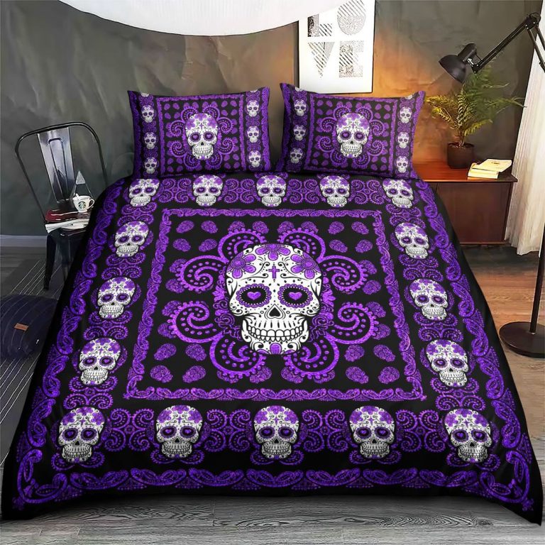 Sugar-Skull-Purple-Pattern-Bedding-Set-2