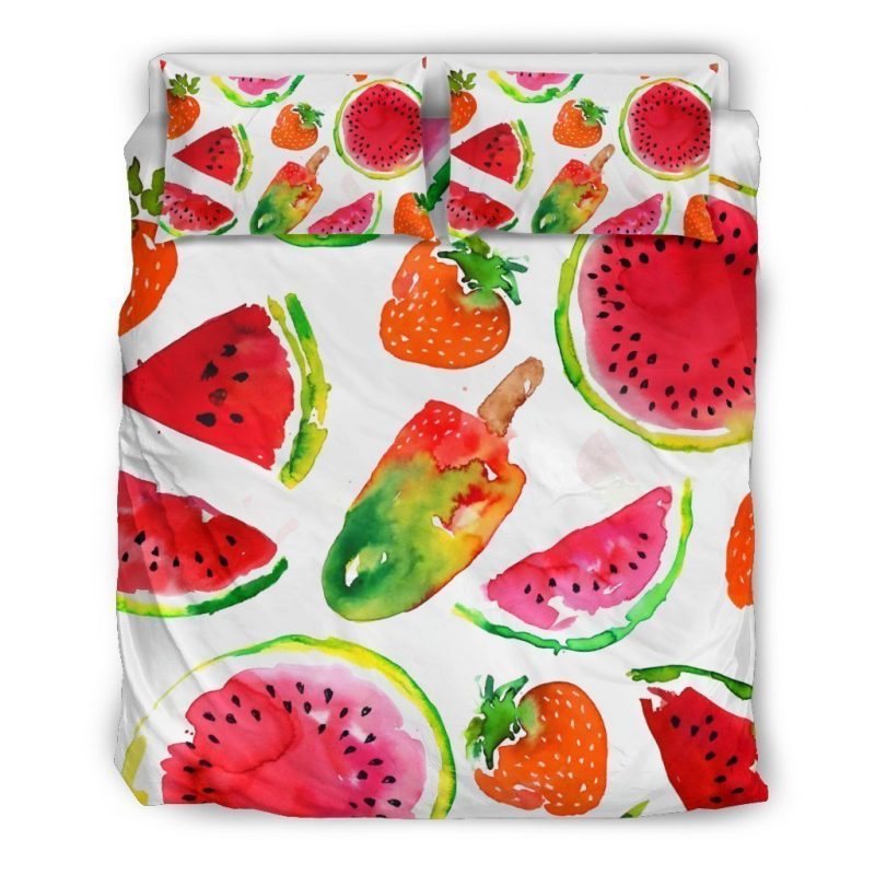 Summer Fruits Watermelon Pattern Print Duvet Cover and Pillowcase Set Bedding Set Summer Fruits Watermelon Pattern Print Duvet Cover and Pillowcase Set Bedding Set