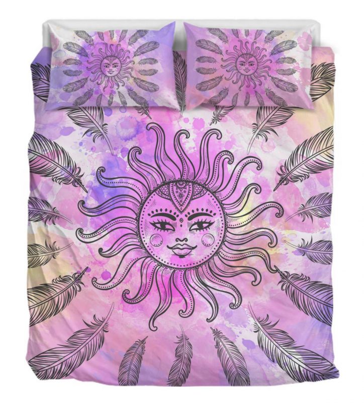 Sun And Feathers Duvet Cover and Pillowcase Set Bedding Set Sun And Feathers Duvet Cover and Pillowcase Set Bedding Set
