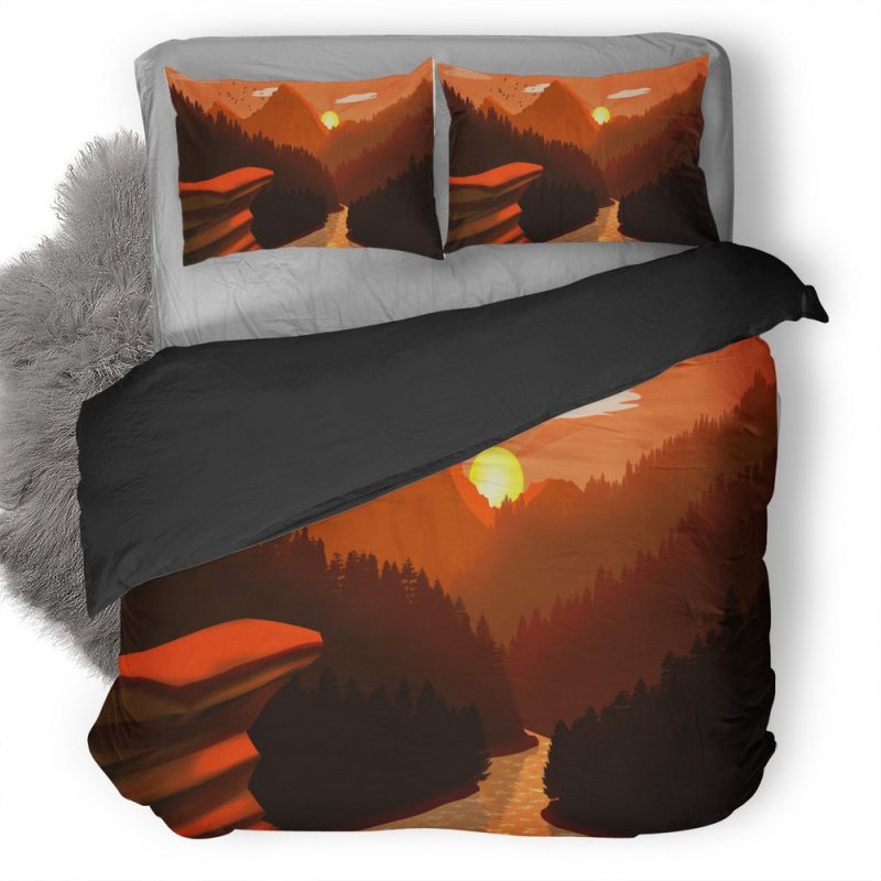 Sun Mountains Mimimalist W3 Duvet Cover and Pillowcase Set Bedding Set Sun Mountains Mimimalist W3 Duvet Cover and Pillowcase Set Bedding Set