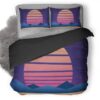 Sun Mountains Minimalism Retrowave 5J Duvet Cover and Pillowcase Set Bedding Set