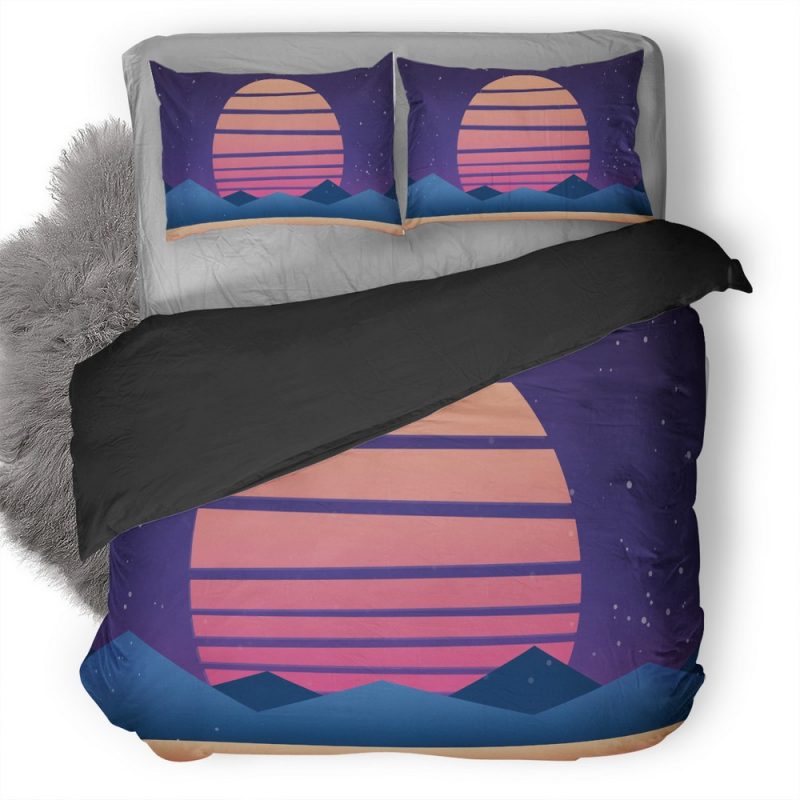 Sun Mountains Minimalism Retrowave 5J Duvet Cover and Pillowcase Set Bedding Set Sun Mountains Minimalism Retrowave 5J Duvet Cover and Pillowcase Set Bedding Set
