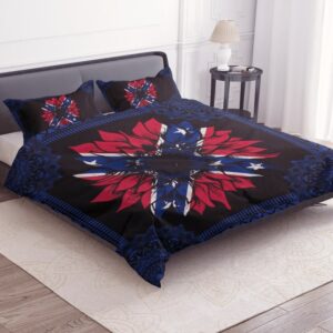 Sunflower And Confederate Flag Bedding Set