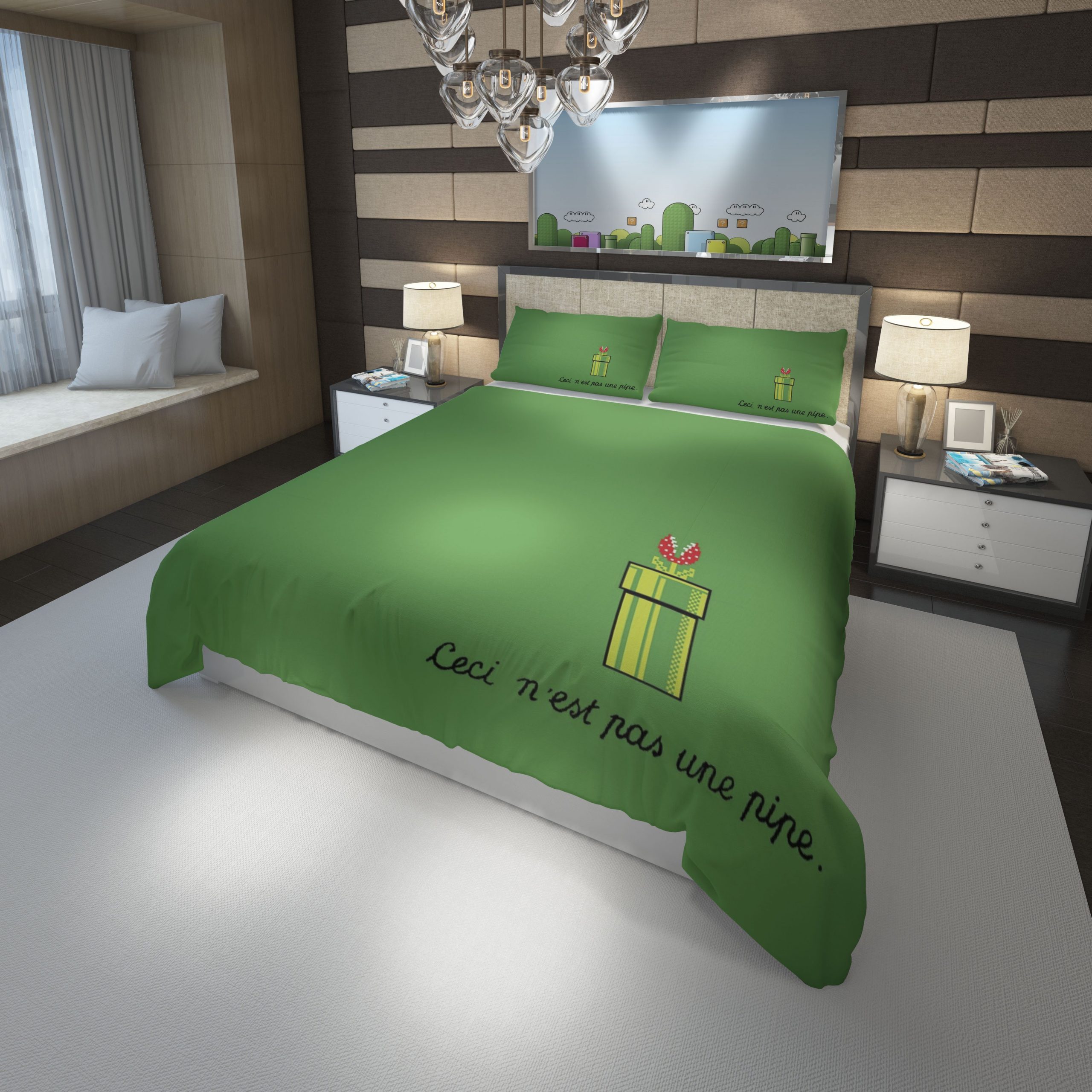 Super Mario Bros ces next pas une pipe Duvet Cover and Pillowcase Set Bedding Set Super Mario Bros ces next pas une pipe Duvet Cover and Pillowcase Set Bedding Set