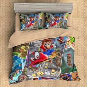 Super Mario Odyssey Duvet Cover and Pillowcase Set Bedding Set 610