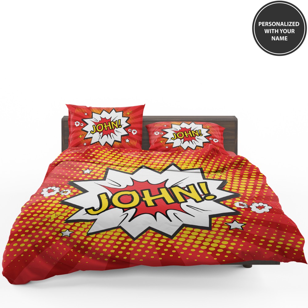 Superhero Theme Comic Personalized Custom Bedding Set Superhero Theme Comic Personalized Custom Bedding Set
