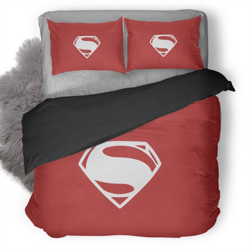 Superman Minimalism Logo On Duvet Cover and Pillowcase Set Bedding Set Superman Minimalism Logo On Duvet Cover and Pillowcase Set Bedding Set
