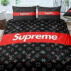 Supreme And Lv Full Print Duvet Cover Bedding Set