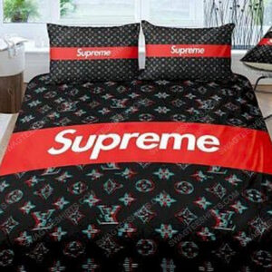 Supreme And Lv Full Print Duvet Cover Bedding Set