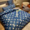 Supreme And Lv Monogram Symbols Blue Version Full Print Duvet Cover Bedding Set