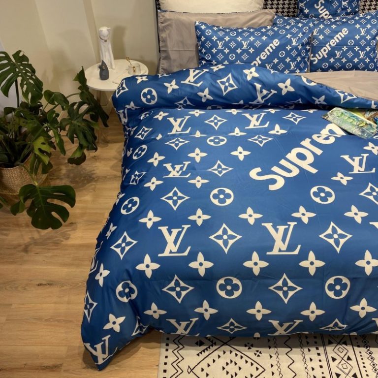 Supreme-And-Lv-Monogram-Symbols-Blue-Version-Full-Print-Duvet-Cover-Bedding-Set-2