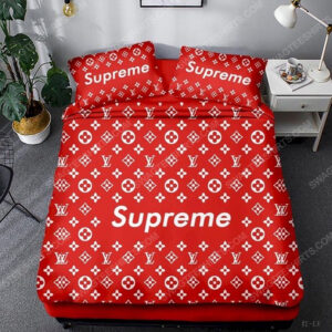 Supreme And Lv Monogram Symbols Full Print Duvet Cover Bedding Set
