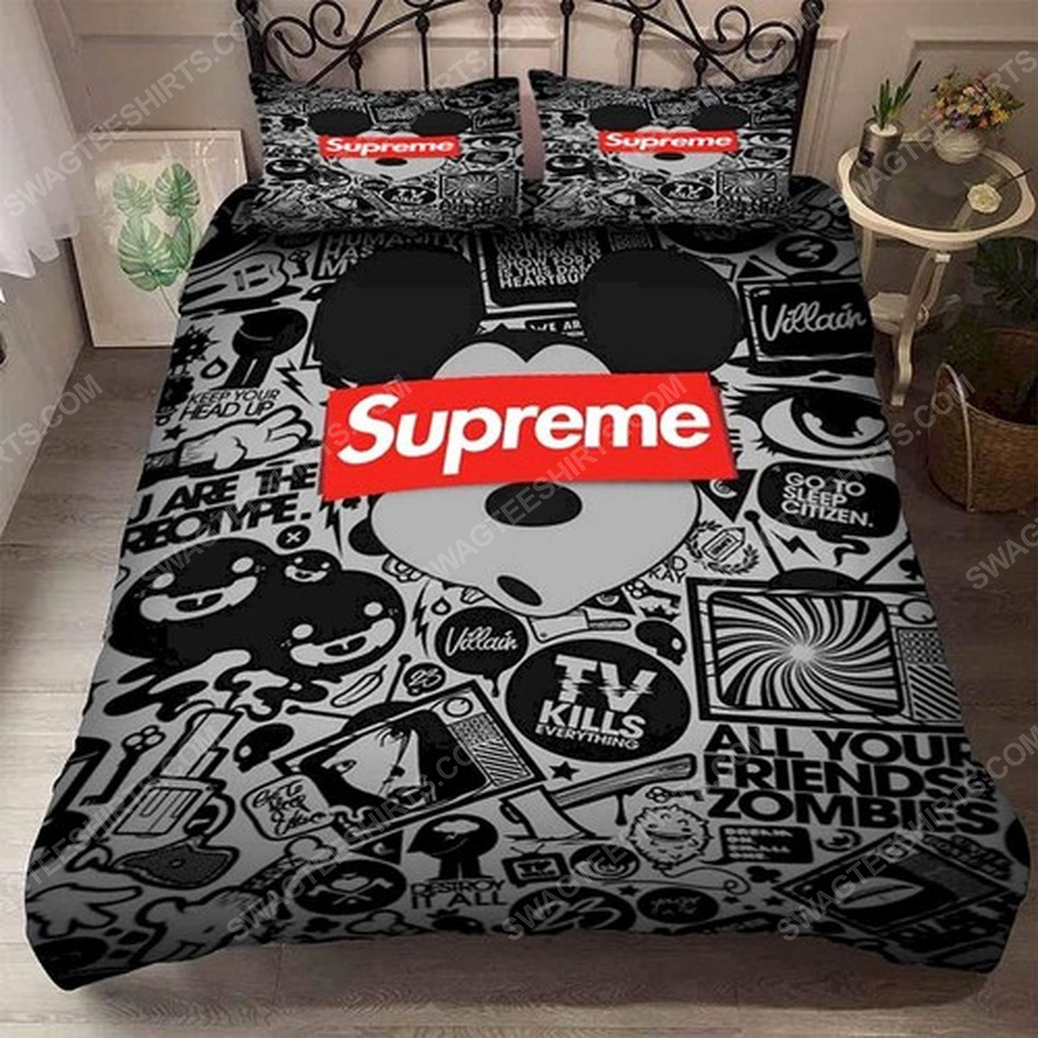 Supreme And Mickey Mouse Full Print Duvet Cover Bedding Set Supreme And Mickey Mouse Full Print Duvet Cover Bedding Set