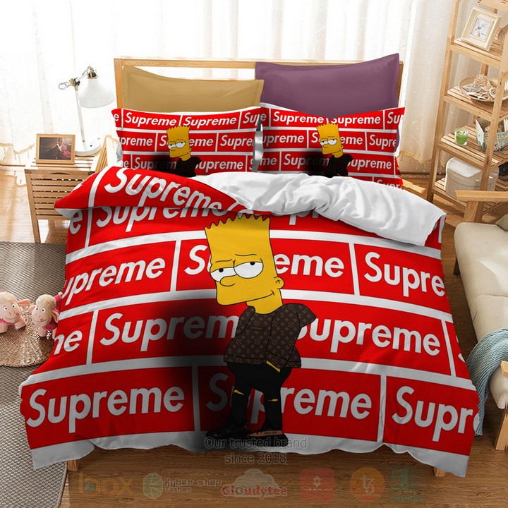 Supreme Bart Simpson Red Inspired Bedding Set Supreme Bart Simpson Red Inspired Bedding Set