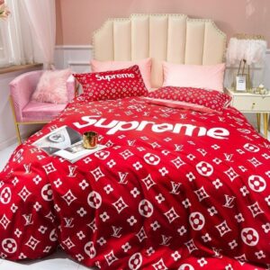 Supreme Louis Vuiton Lv Red Style Bedding Set