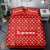Supreme Louis Vuiton Red 4 Duvet Cover Sheet Cover Pillow Cases Luxury Bedding Sets