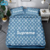 Supreme Louis Vuitton Blue Duvet Cover Bedding Sets