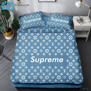 Supreme Louis Vuitton Blue Duvet Cover Bedding Sets