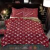 Supreme Louis Vuitton Brand Red Pattern Quilt Bedding Set