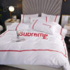 Supreme White Logo All Over Print Bedding Set