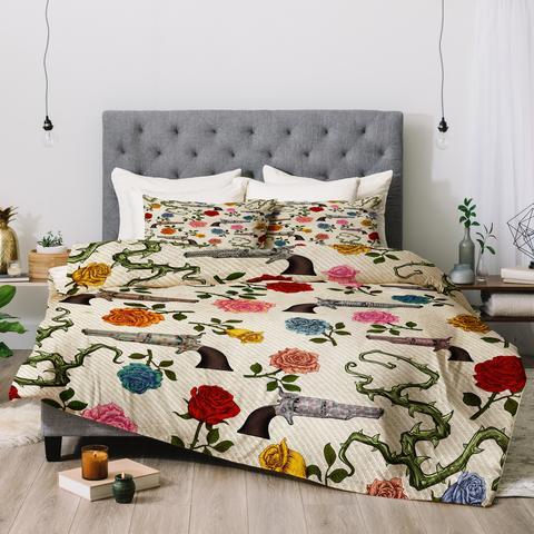 Sweet Guns And Roses Duvet Cover and Pillowcase Set Bedding Set Sweet Guns And Roses Duvet Cover and Pillowcase Set Bedding Set