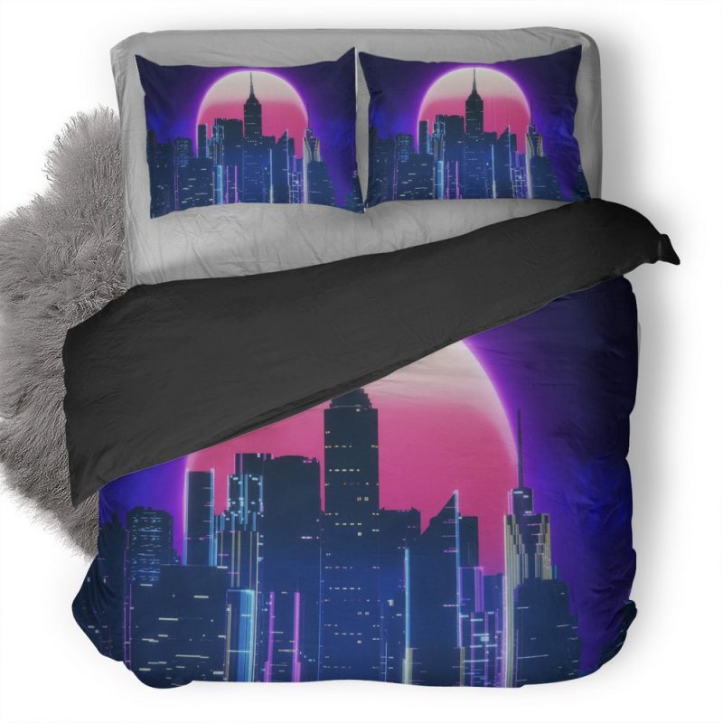 Synthwave City Retro Neon Se Duvet Cover and Pillowcase Set Bedding Set Synthwave City Retro Neon Se Duvet Cover and Pillowcase Set Bedding Set