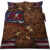 Tampa Bay Buccaneers Nfl American Flag Leather Pattern Bedding Set