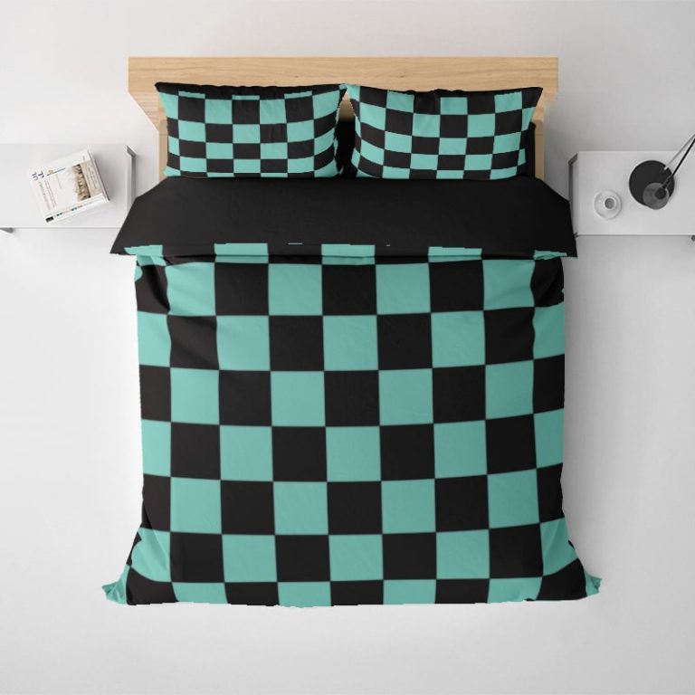 Tanjiro-Kamado-Green-Check-Demon-Slayer-Kimetsu-No-Yaiba-Bedding-Set-1