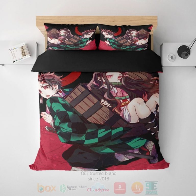 Tanjiro-Nezuko-Home-Essence-Crimson-Black-Moon-Demon-Slayer-Kimetsu-No-Yaiba-Bedding-Set-1