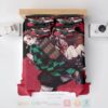 Tanjiro Nezuko Home Essence Crimson Black Moon Demon Slayer Kimetsu No Yaiba Bedding Set