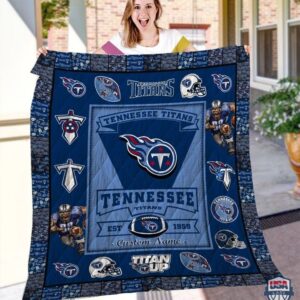 Tennessee Titans Nfl Logo History Personalized Bedding Set