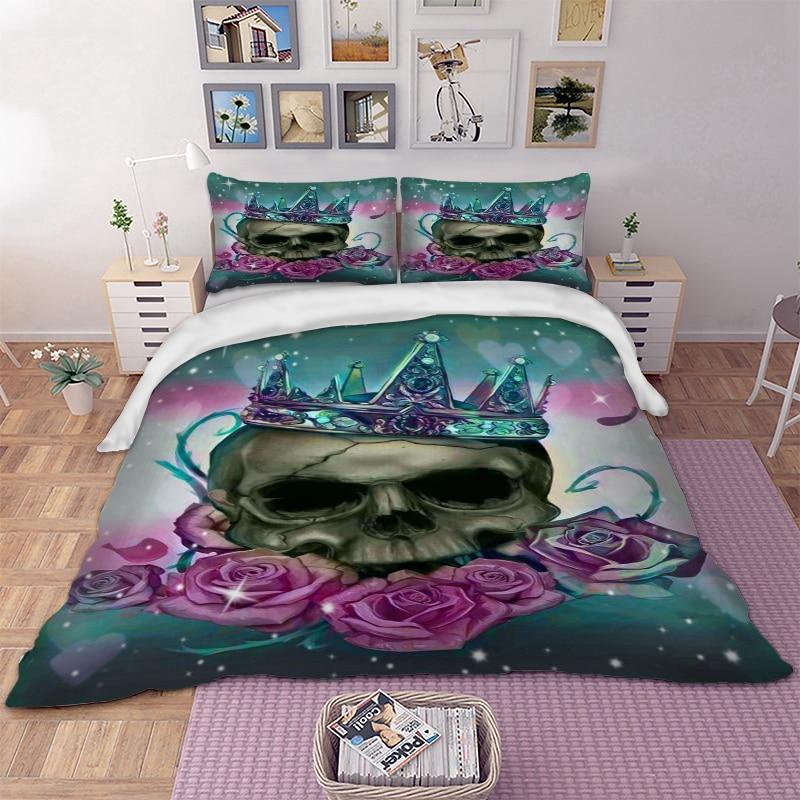 The Crowned Queen Skull Duvet Cover and Pillowcase Set Bedding Set The Crowned Queen Skull Duvet Cover and Pillowcase Set Bedding Set