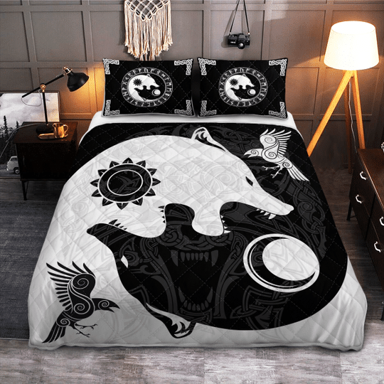 The-Sons-Of-Fenrir-Hati-And-Skoll-Viking-Quilt-Bedding-Set-1-1