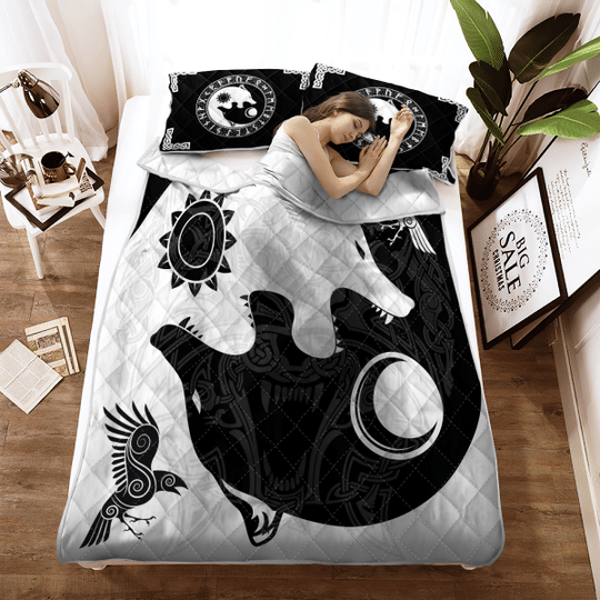 The Sons Of Fenrir Hati And Skoll Viking Quilt Bedding Set The Sons Of Fenrir Hati And Skoll Viking Quilt Bedding Set
