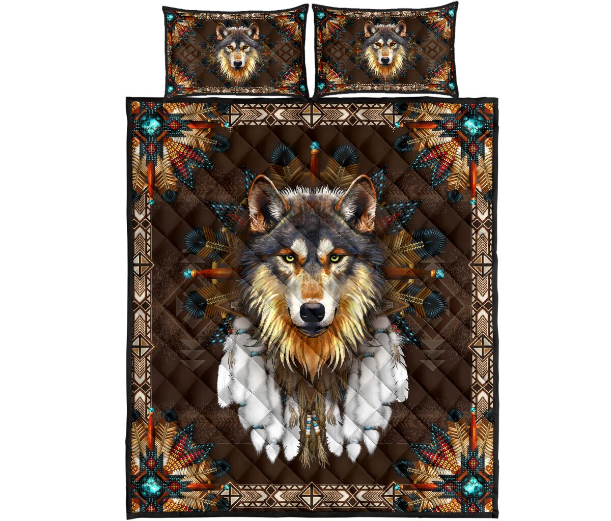 The Wolf American Native All Over Print Bedding Set The Wolf American Native All Over Print Bedding Set