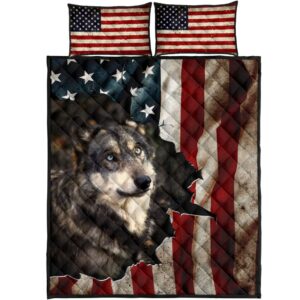 The Wolf In American Flag All Over Print Bedding Set
