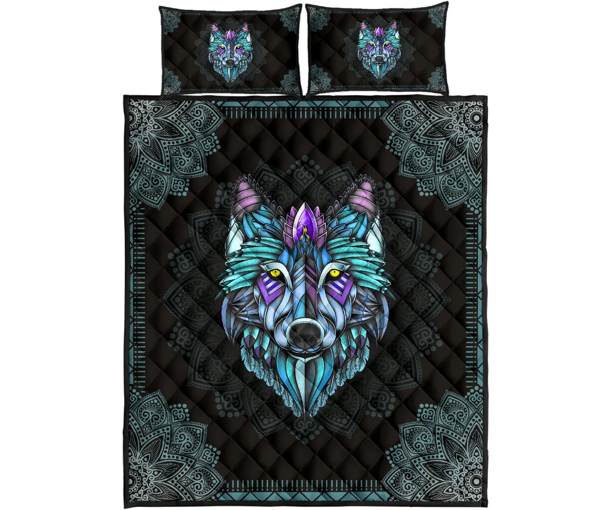 The Wolf In The Night Mandala All Over Print Bedding Set The Wolf In The Night Mandala All Over Print Bedding Set